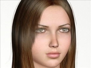 3D Model of Female Face with hair, highly realistic